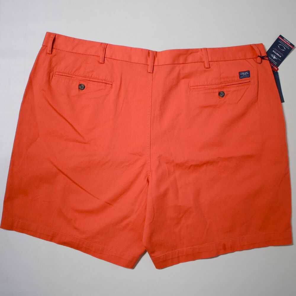 NWT Chaps Ralph Lauren Flat Front Shorts Hot Coral Stretch Big & Tall Men Sz. 46 - Picture 2 of 8